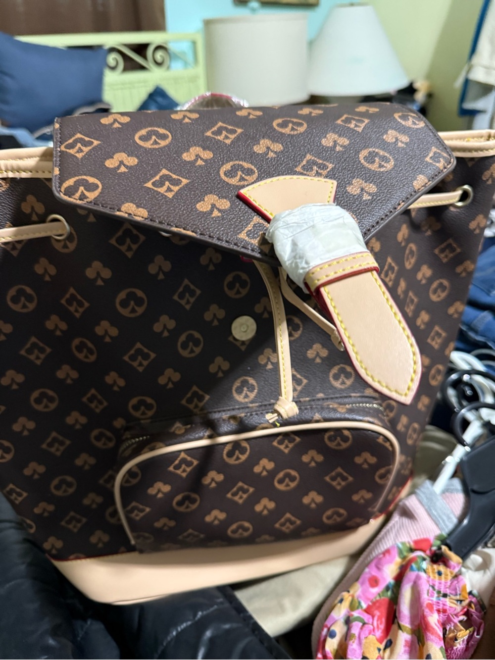 Brown Monogram Drawstring Backpack - Picture 5 of 6
